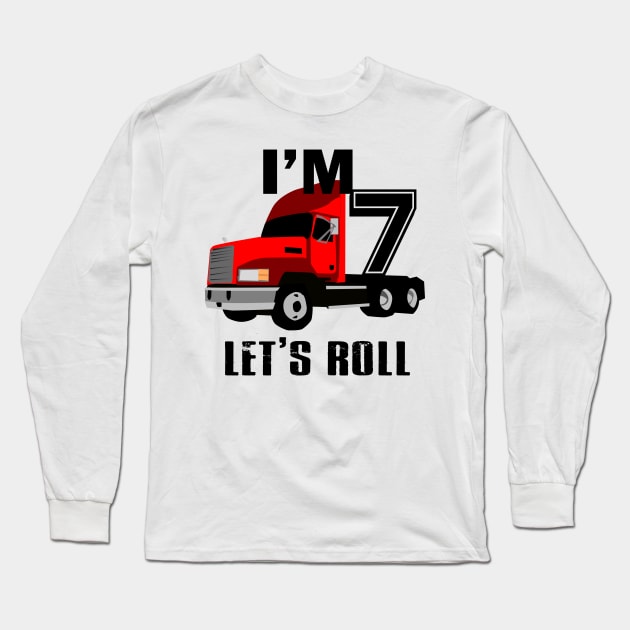 Kids Monster Truck Birthday 7th Birthday T Shirt Boy 7 Year Old Long Sleeve T-Shirt by designready4you